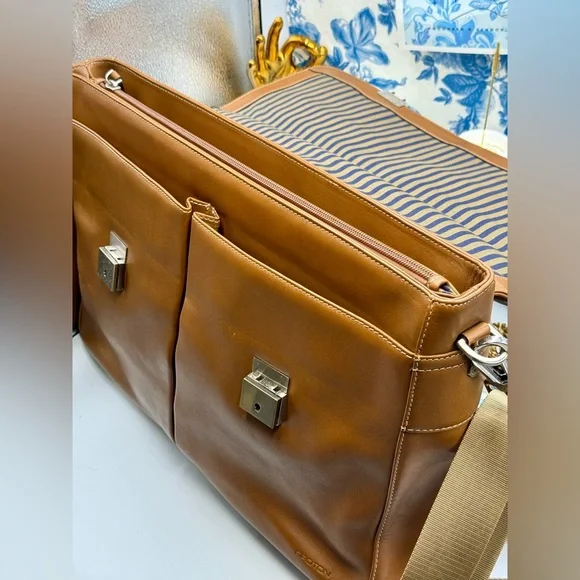 🆕 OROTON 🧿 NWOT Brown Leather Men's Briefcase - Picture 12 of 16